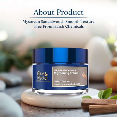 Blue Nectar Daily Moisturizer for Face for Women | Authentic Sandalwood, Turmeric & Manjistha Hydrating Day & Night Cream for Face (13 Herbs, 1.7 Oz)