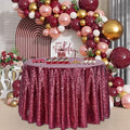 B-COOL 90 Inch Burgundy Round Sequin Tablecloth for Weddings & Parties
