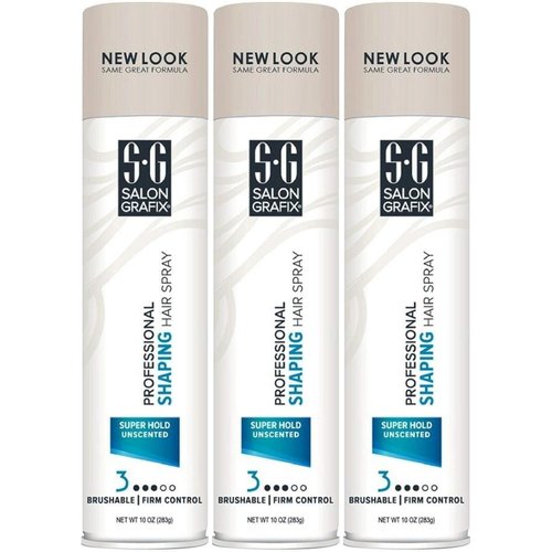 Salon Grafix Professional Super Hold Hair Spray - Unscented, 10-Ounce (3 Pack) for Maximum Hold