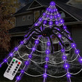 Outdoor Halloween Spider Web Lights Set - Purple LED with Large Spider & Variations