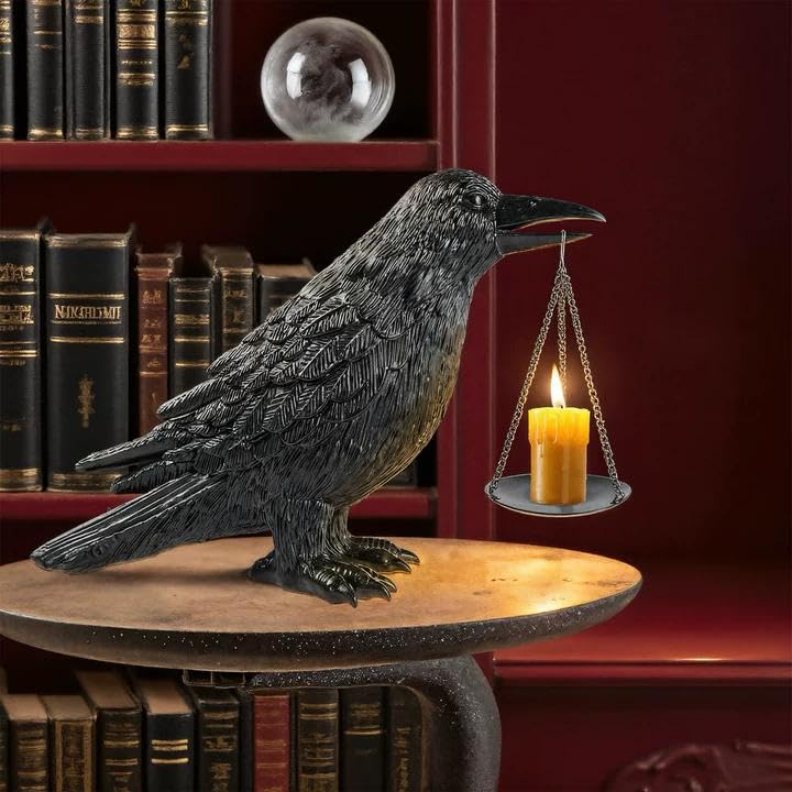 Gothic Raven Candle Holder - Black 1 Halloween & Gothic Decor, Tealight & Small Light Fixture