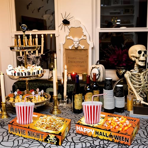 36-Pack Halloween Snack Trays with Drink Holders for Movie Night & Parties