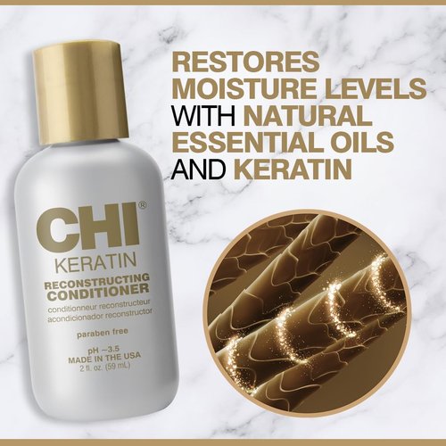 CHI Keratin Reconstructing Conditioner - Healthier Hair & Shine | Sulfate-Free, 2 Oz