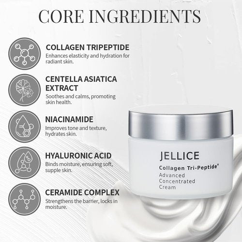 JELLICE Advanced Collagen Face Cream - Anti-Aging Moisturizer with Collagen Tripeptides & Hyaluronic Acid | Hydrating & Firming for All Skin Types