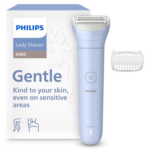 Philips Lady Shaver Series 6000 - Cordless Wet & Dry Electric Shaver | 3-Blade System for Legs & Body, 80 Min Runtime