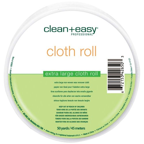 Clean + Easy Extra Large Cloth Wax Strips Roll – Non-Woven Epilating Roll for Hair Removal, Muslin Wax Strips for Body & Legs, 50 Yards