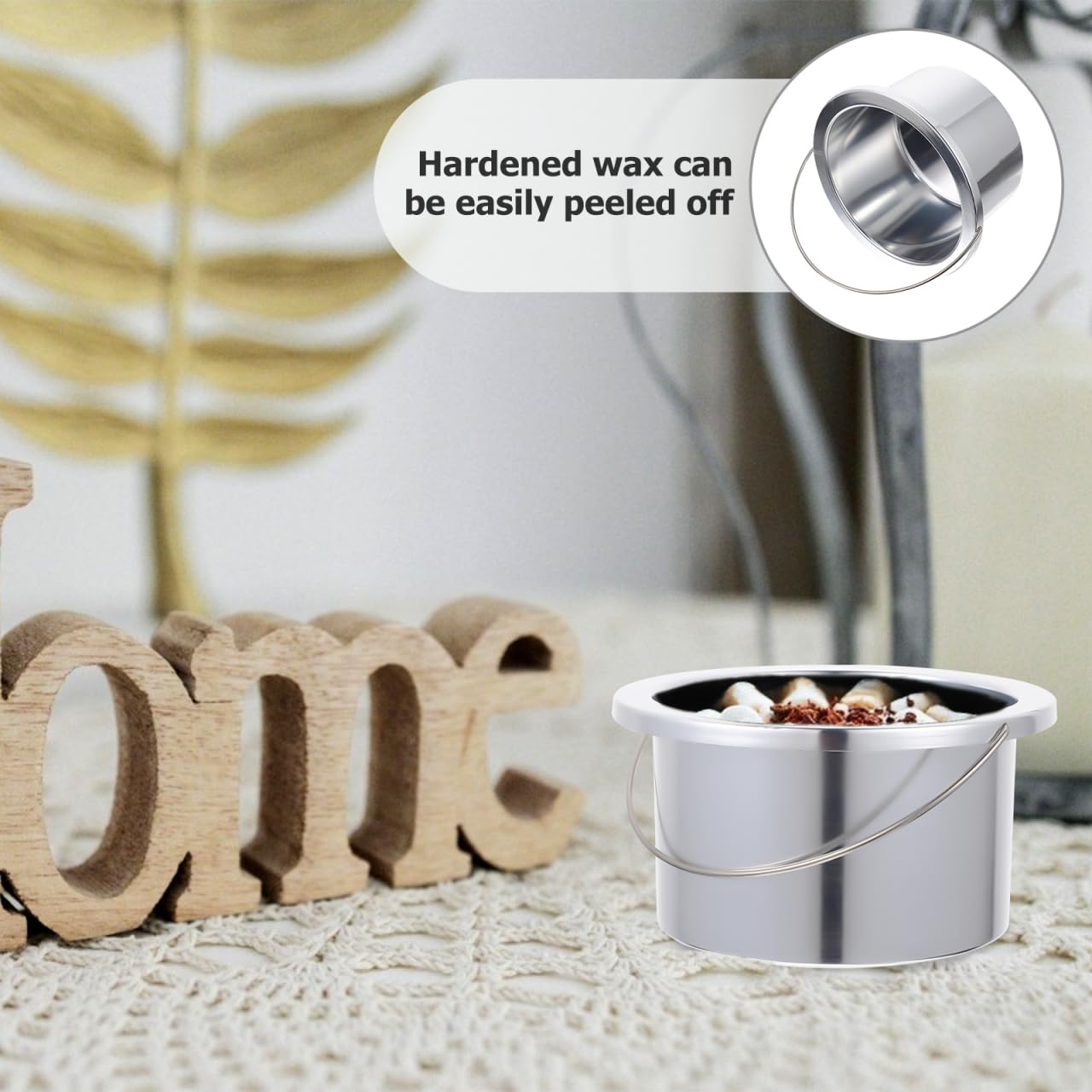 WOONEKY Wax Heater Inner Pot 4.92 Inch Aluminum Non-Stick Wax Melting Bowl Silver Warmer Accessory with Ergonomic Handle for Hair Removal and Salon Use