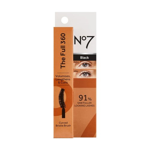 No7 The Full 360 Waterproof Mascara - Black | Sweat-Proof, Rain-Proof & Tear-Proof - Volume, Length & Curl for 12 Hours (7ml)