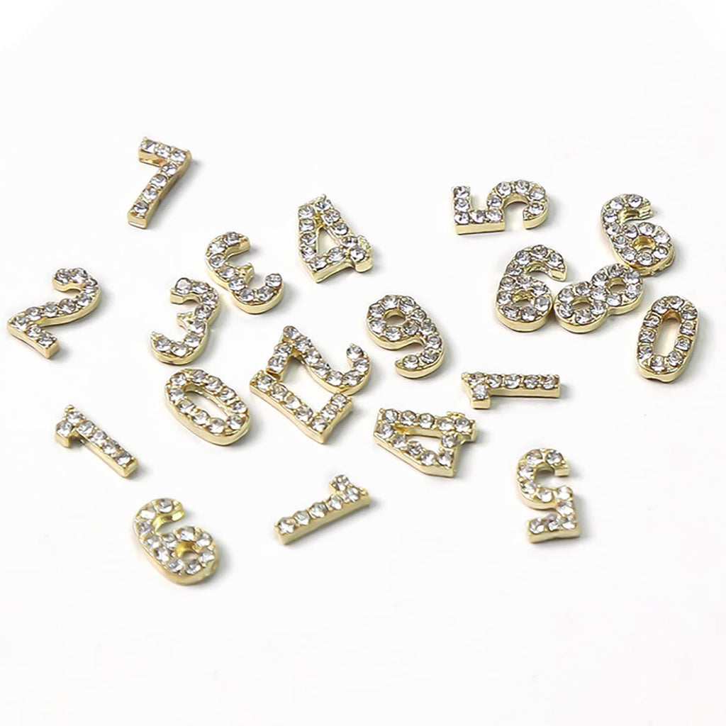 WOKOTO 30Pcs Gold 3d Numbers For Nails Number Rhinestones Charms For Acrylic Nails Number Nail Charms For Women Girls Nail Art Charms Gold Nail Jewels Gems For Nails Accessories Gems