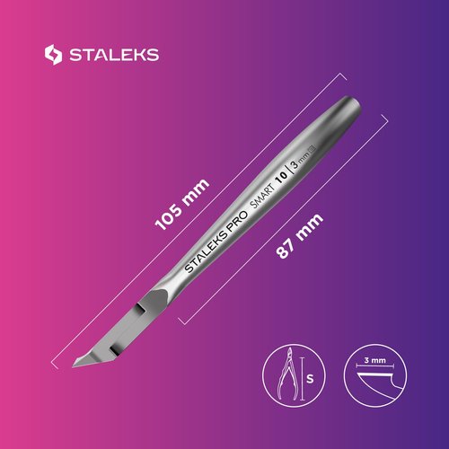 Staleks Pro SMART 10 Cuticle Nippers – 3 mm Blades – Satin Finish – Stainless Steel – Professional Tool for Classic Manicure and Hardware Procedures