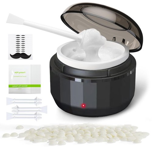 FONESO Nose Wax Kit, Mini Wax Warmer for Eyebrow Ear Hair Removal with Silicone Bowl, 100g Beads, 10 Sticks, Fast Heat, Smart Constant Temp, Portable Waxer Melter Machine Kit for Face Waxing