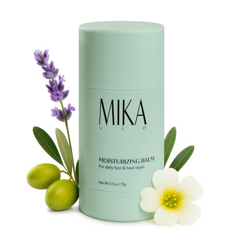 Mika Vie Urea Foot Balm Stick for Cracked Heel Treatment - 2.5oz Cracked Heel Balm Stick & Foot Moisturizer for Dry Cracked Feet - Softens & Exfoliates Skin - Paraben & Phthalate Free