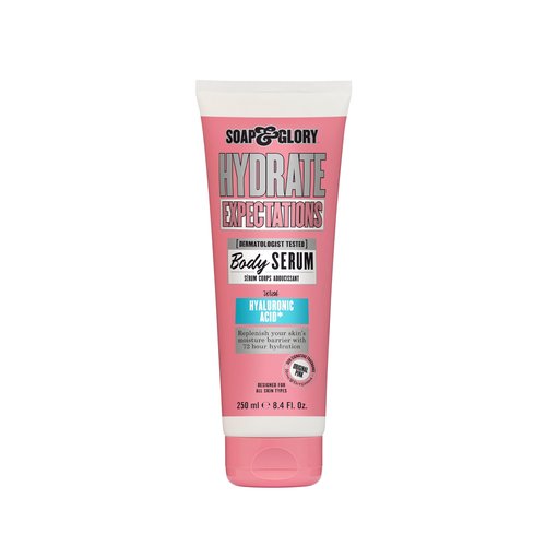 Soap & Glory Hydrate Expectations Body Serum - Thirst Quenching Hyaluronic Acid - Full-Coverage, Lightweight, Fast Absorbing Vegan Moisturizing Body Serum (8.4 Fl Oz)