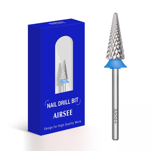 AIRSEE Tungsten Carbide Acrylic Tapered Nib Nail Drill Bit Efile Electric File Machine Head Tip for Manicure Polishing Art Remove Gel 3/32" 2 Way Professional Tech Tree Shaped Medium-M