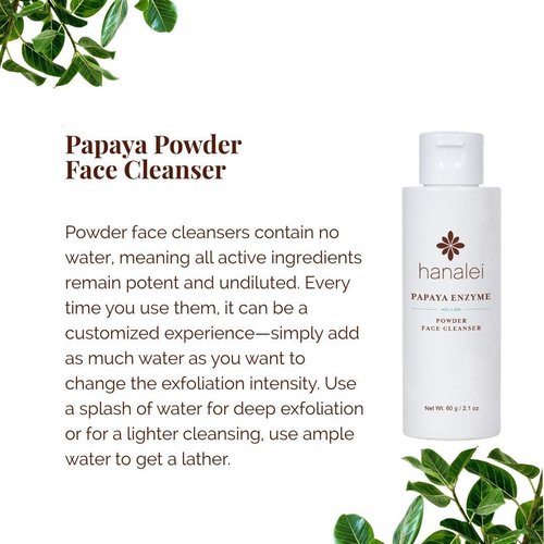 Hanalei Papaya Powder Face Cleanser - Gentle Exfoliating Wash for All Skin Types | Hydrating & Travel-Friendly, 60g