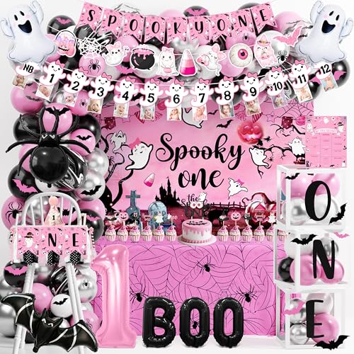 Pink Spooky First Birthday Decorations Kit for Girls Halloween Party - Variation: Pink