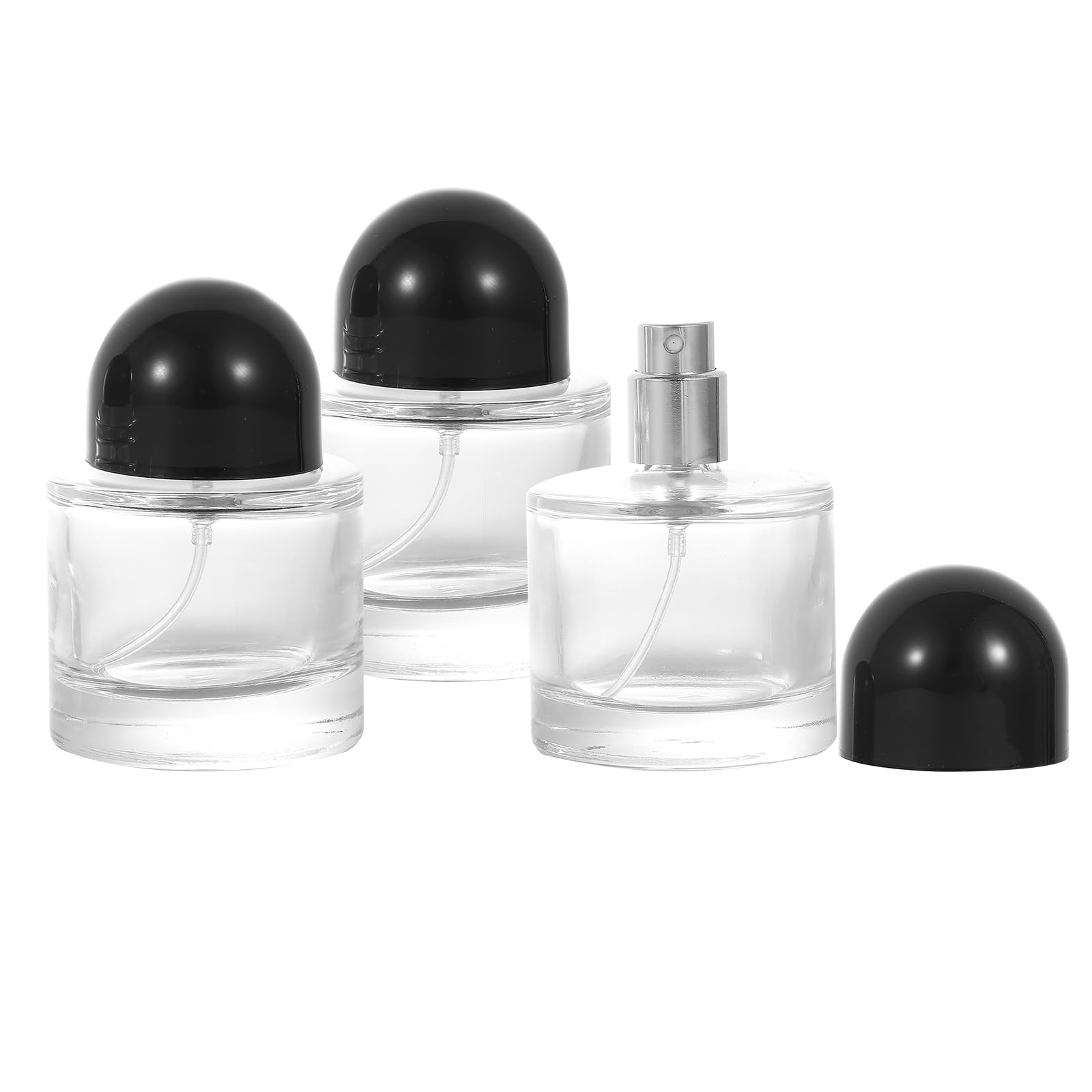 YWG Stone Glass Perfume Atomizer 30ml/1.01oz Round Empty Spray Bottle, Portable Fragrance Fine Mist Spray Bottle Perfume Dispenser for Travel 3 Pack