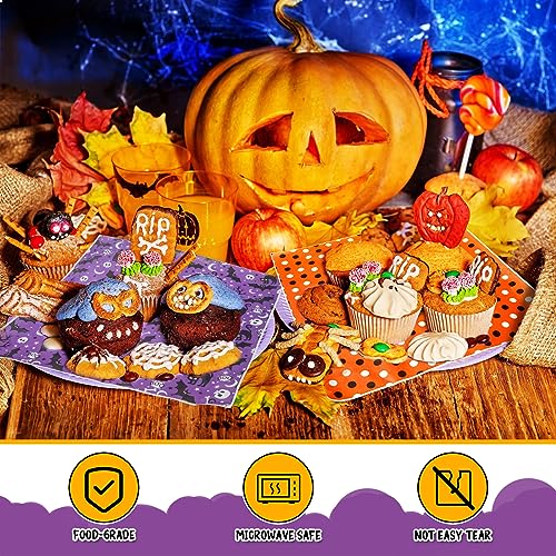 Halloween Theme 240 Sheets Wax Paper Sheets - Food Basket Liners & Wraps, 12x12 Inch