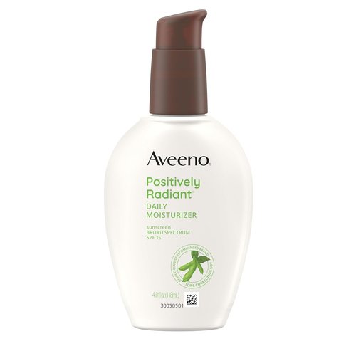 Aveeno Positively Radiant Daily Face Moisturizer - Hydrating SPF 15 Formula with Soy Extract | 4 FL OZ