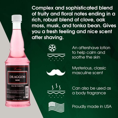 Clubman Lustray Draggon Noir Eau De Toilette, Post Shave Lotion, Soothes Skin After Shaving, 14 fl oz