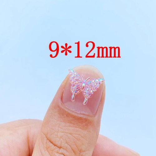 Sparkling 100 PCS 3D Butterfly Charms Kawaii Mini Nail Rhinestones Gems Glitter Acrylic Nail Art Jewelry Manicure Nail Decoration Accessories