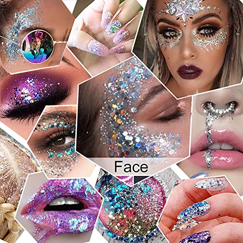 Liquid Chunky Glitter Eyeshadow & Body Gel - Dark Pink & Peach Pink Variations, Long Lasting Sparkle, 30g