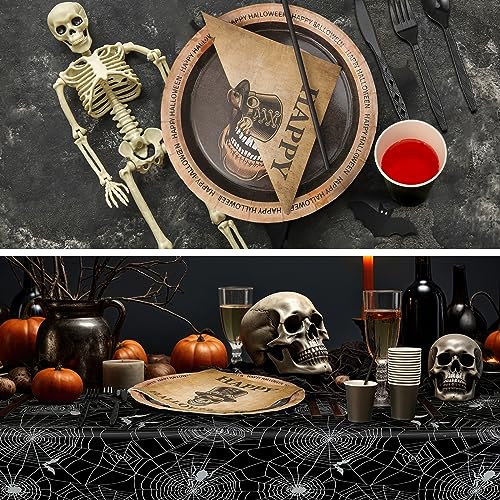 Halloween Skull Party Decorations Set - Gothic Tableware Supplies for 25 Guests