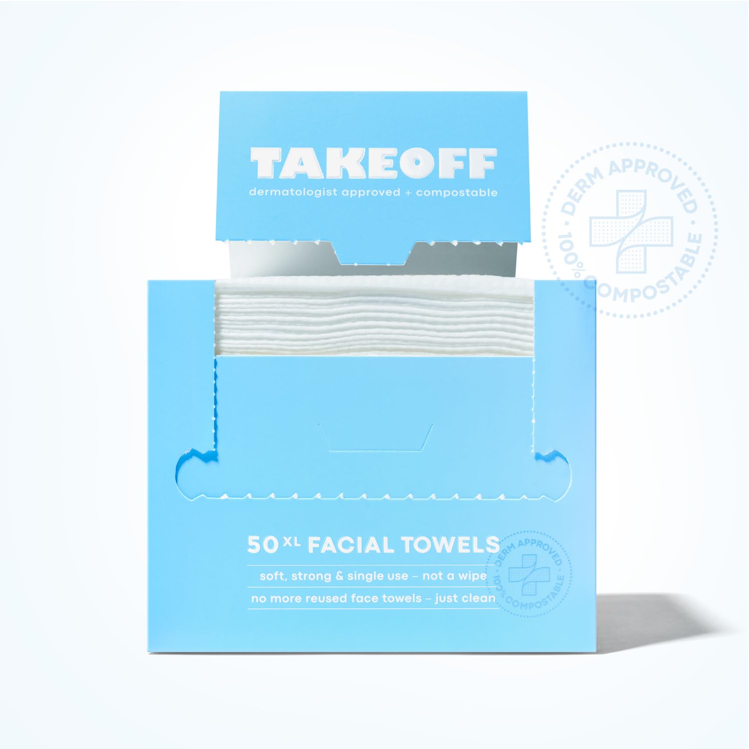 Takeoff | XL Disposable Face Towels - Ultra Soft Makeup Remover Wipes, 50 Count x 3 Pack (150 Total)