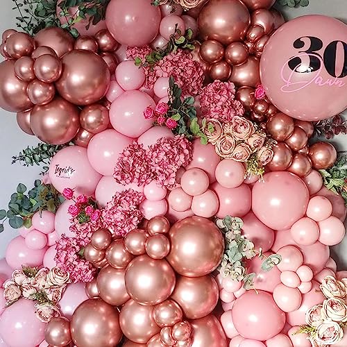 Pastel Pink Balloons Set - 113pcs Light Pink Latex Balloon Garland for Birthday & Baby Shower, 5/10/12/18 Inch Variations