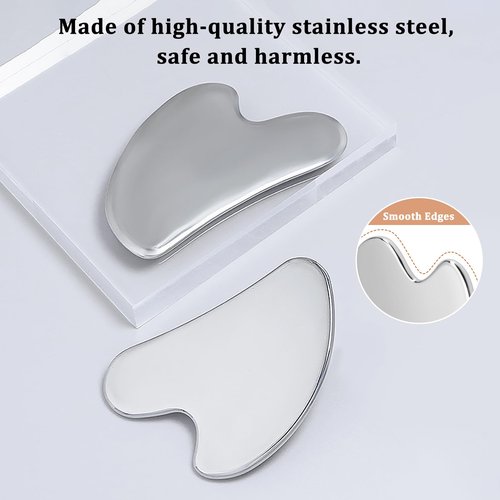 PICKBEAU Stainless Steel Gua Sha Facial Tools for Face, Metal Wrinkle & Anti-Aging Devices Gua Sha Tighten Skin Massage Guasha Beauty Tool for Body Eyes Neck Massager Skin Care