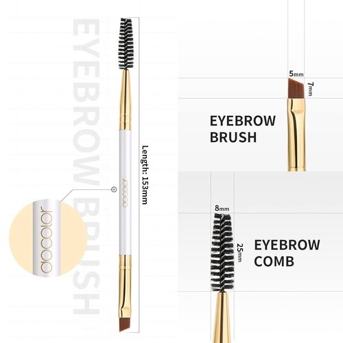 Docolor Eyebrow Brush Duo - Professional Angled Brush & Spoolie for Perfectly Shaped Brows | White