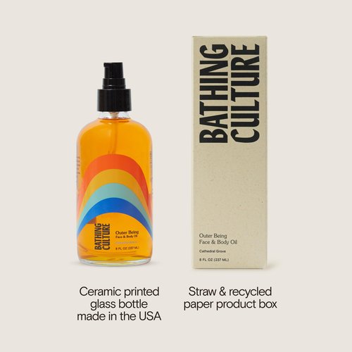 Bathing Culture, Organic Outer Being Body Oil, Organic Body Oil for Women and Men, After Shower Moisturizer, Natural, Biodegradable, Vegan Personal Care, Cathedral Grove Scent, 8 oz