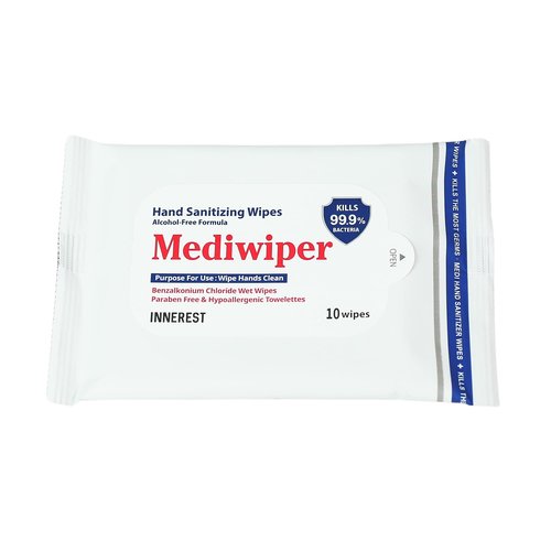 Mediwiper 10ct Alcohol-Free Hand Sanitizing Wipes, Disinfecting Antibacterial Hand Sanitizer Wipe Bulk (50 Wipes (10 * 5))