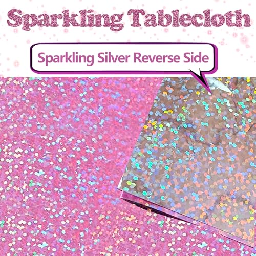Wicked Iridescent Pink and Green Glitter Holographic Tablecloths - 2 Pack