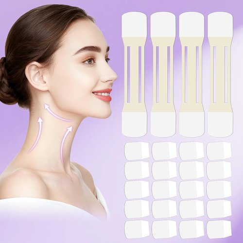 Loxbcin Neck Tape Lifting Invisible, 40 PCS+4 Strips,Neck Lift Tape Invisible,Neck Wrinkle Patches Behind,Face Lift Tapes for Tightening Sagging Skin Turkey Double Chin Wrinkles Women