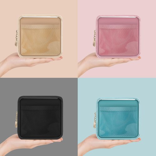 Clear Cosmetic Bag Makeup Bag, Clear Zipper Pouch Cosmetics Bags Cute Womens Make Up Pouches, Clear Toiletry Travel Bag Tote, Preppy Purse Cosmetic Organizer Mini Small Large Makeup Bags,Pink