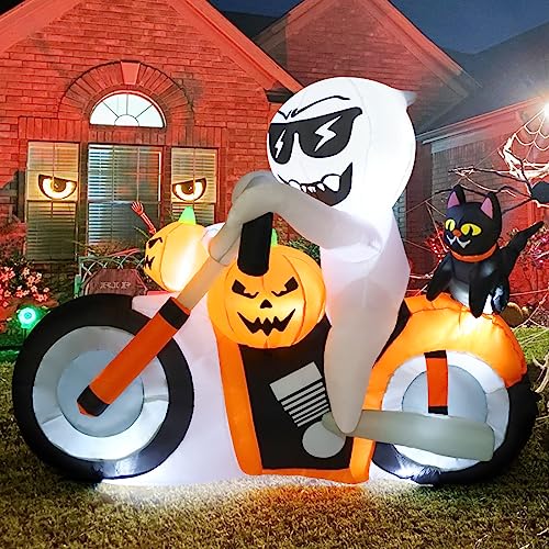 6 Ft Halloween Inflatable Ghost with Pumpkin and LED Lights Outdoor Yard Decor