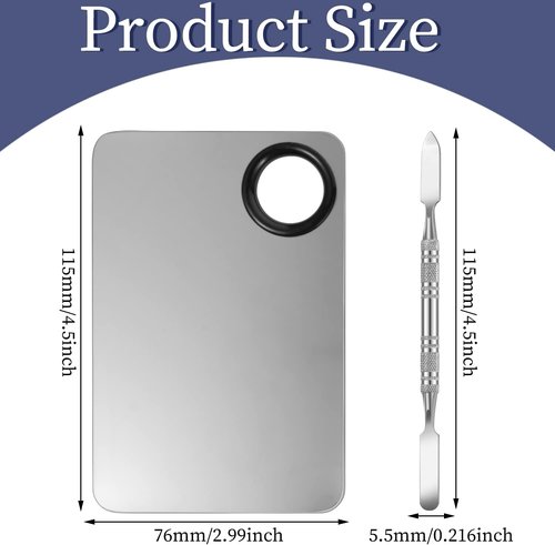 Skiennix 2-in-1 Makeup Mixing Palette - Stainless Steel Foundation & Eyeshadow Spatula Set