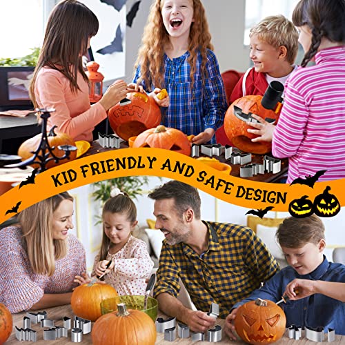 Halloween Pumpkin Carving Kit - Silver and Orange 21 pcs Safe & Easy Tools with Stencils for Jack-O-Lanterns