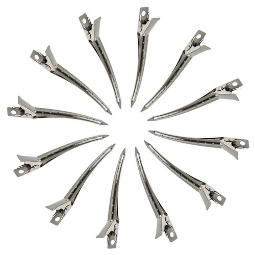 Bantoye Duck Bill Clips - 3.5 Inches Rustproof Metal Alligator Curl Clips for Hair Styling | Silver - 24 Packs