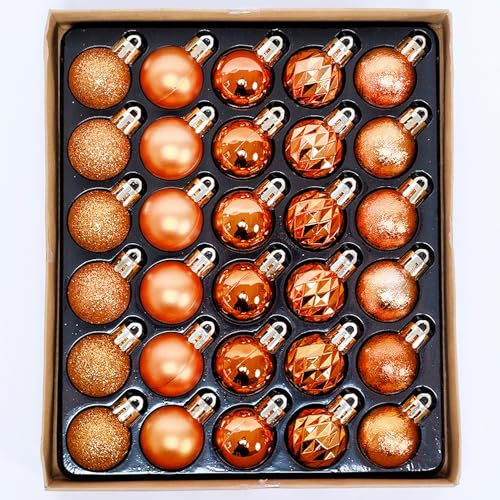 Copper Mini Ornament Set - 30 Pieces 1.18 Inch Fall Thanksgiving Tree Decor - Copper / 1.18 Inch