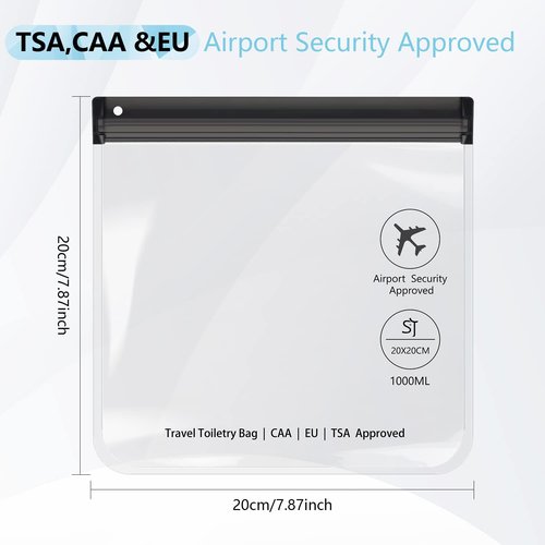 Skiennix Clear TSA Approved Toiletry Bag - Quart Size, Waterproof & Leakproof Travel Bag for Liquids