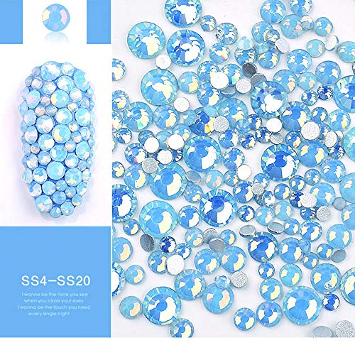 Sparkly Opal Rhinestones for Nails 4-Pack, 7 Sizes, Colorful DIY Nail Art Gems