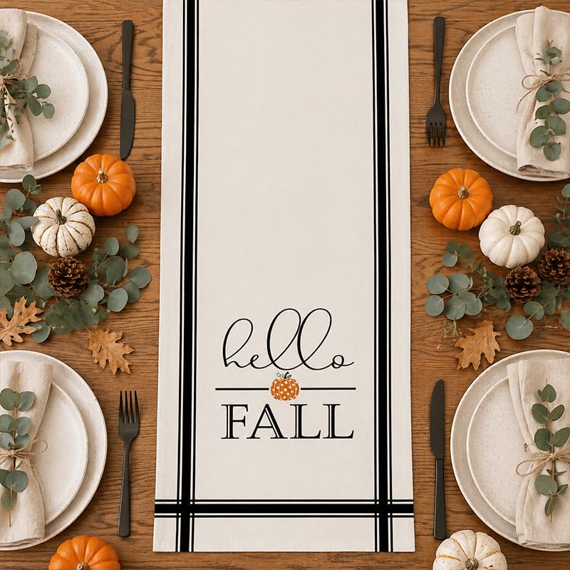 Fall Pumpkin Table Runner 13 x 72 Inch Seasonal Harvest Home Decor