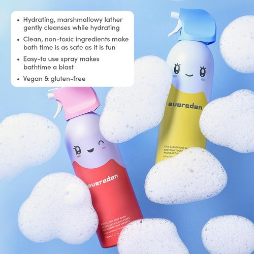 Evereden Kids Shower Essentials Set - 2-in-1 Gentle Shampoo & Conditioner + Cloud Body Wash | Vegan Toddler Skin Care