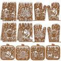 Gingerbread Christmas Kitchen Accessories Set - 12 Pcs with Towels, Oven Mitts & Pot Holders - Holiday Decor