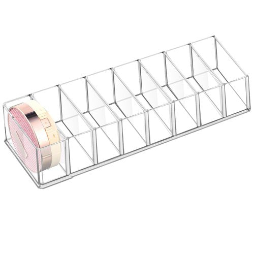 Tuanse 1 Pcs Acrylic Makeup Compact Organizer Detachable 8 Spaces Clear Vanity Drawer Organizer Eyeshadow Palette Storage for Lipstick Highlighter, Skincare Cosmetic Display Cases for Bathroom