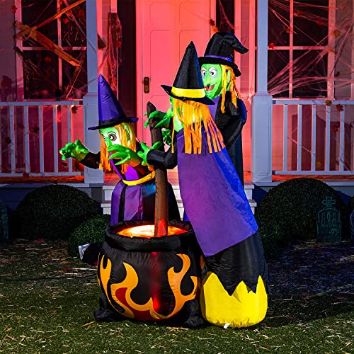 6 FT Halloween Inflatable Witch Cauldron with LED Lights Outdoor Yard Decor