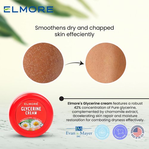 ELMORE Soothing Hand Cream (183 ml)– 42% Glycerin for Intense Moisture & Hydration | Chamomile Extract to Calm, Soothe & Restore Dry, Cracked Skin | Fast-Absorbing & Non-Greasy