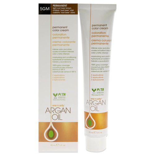 One N' Only Permanent Hair Color - Argan Oil Infused Hair Dye for Rich Gray Coverage - 5GM Light Root Beer Brown (3 oz)